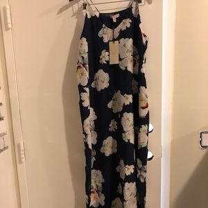 Blue Floral Print Maxi Dress